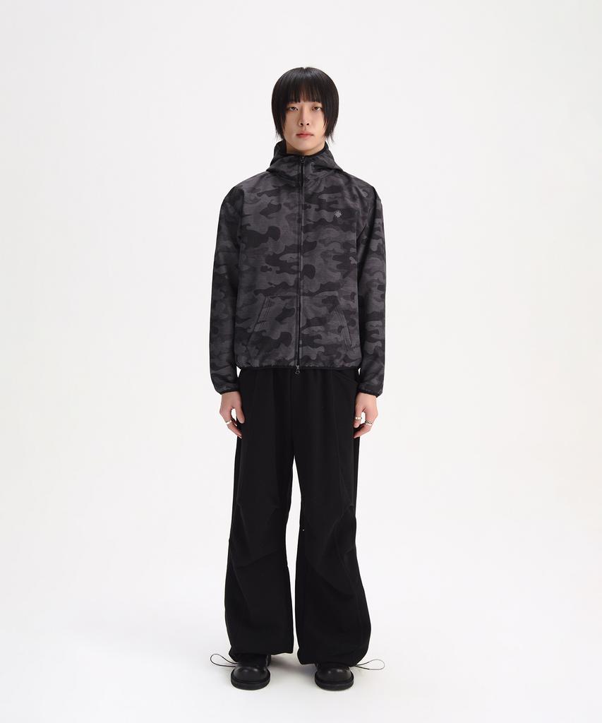 Slow Record House Ripstop Camo Windbreaker_Charcoal