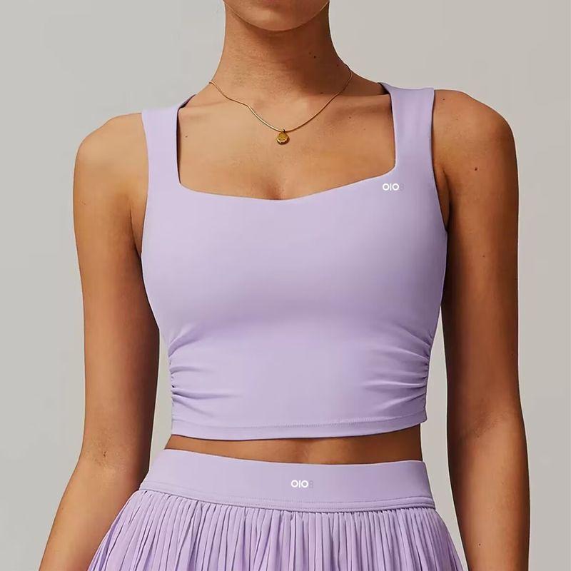 

Oiob Summer Breathable Pleated Skirt Hip-Covering Slimming Outdoor Fitness Feather Tennis Skirt Anti-exposure Yoga Short dress Women Purple (Vest) L