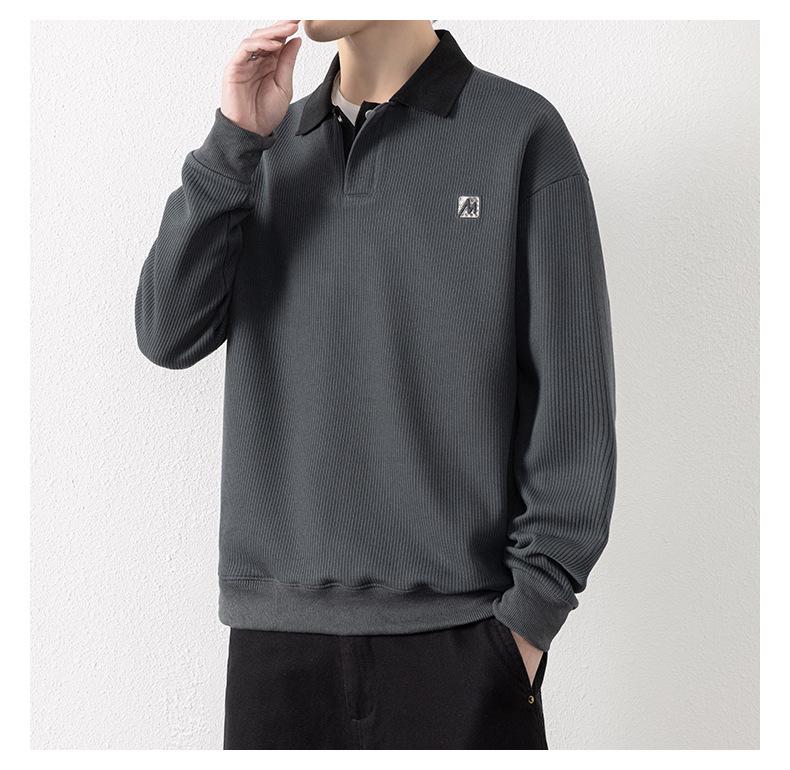 Herren Schwergewicht V-Ausschnitt Langarm Baumwoll-Hoodie Top