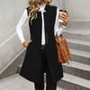 Women's Fashionable Casual Lapel Buttoned Waistcoat Sleeveless Solid-Colour Jacket