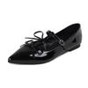 Fashion Flat Shoes for Women 2025 Spring and Autumn Pointed Bow Mary Jane Black Banquet Large Size Women's Shoes