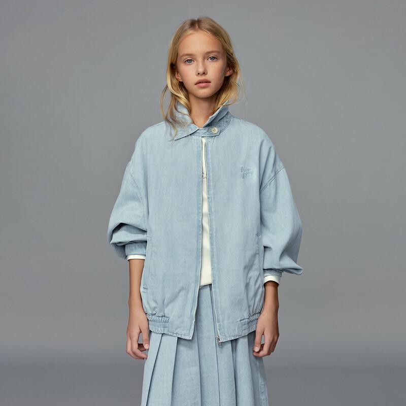 ELLE KIDS Girl s  Old Money Style  Embroidered Denim Jacket 150