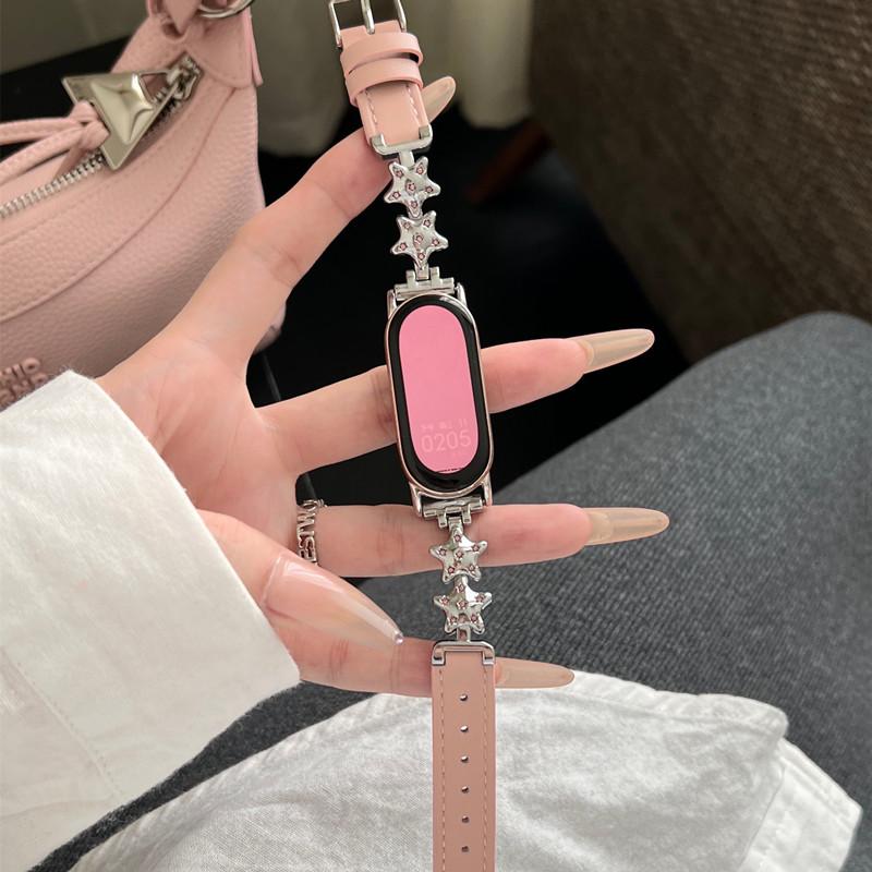 Luxury Leather Butterfly Strap For Xiaomi Mi Band 9 8 Smartwatch Band For Mi Band 8 9 Pro Sport Bracelet Wristband Replacement Red Mi Watch 4 Strap