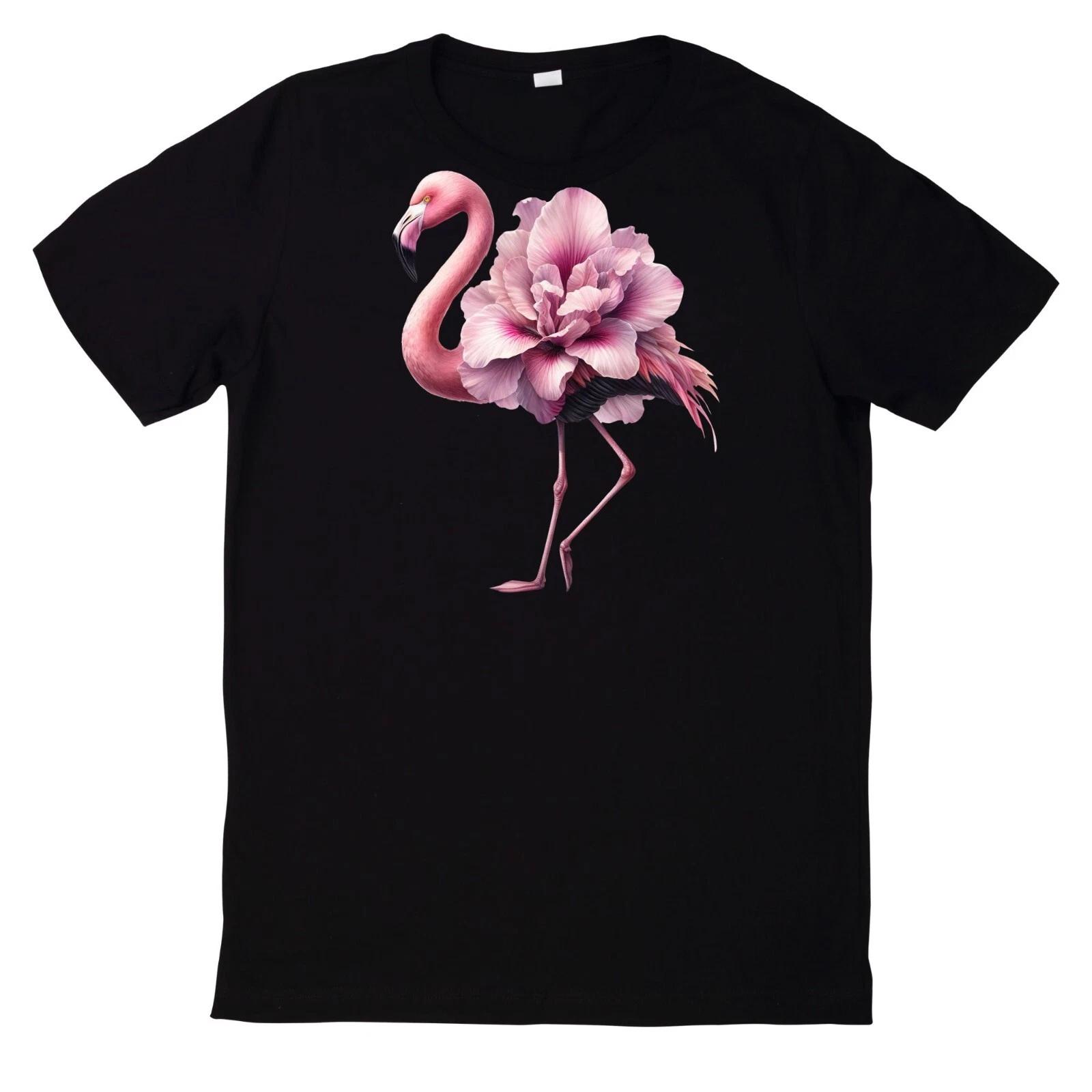 T-Shirt Rosa Blumen Flamingo Motiv XS