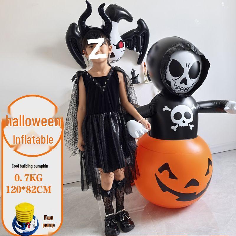 Halloween Inflatable Pumpkin Ghost Lantern Decoration Ornaments Costume Headwear