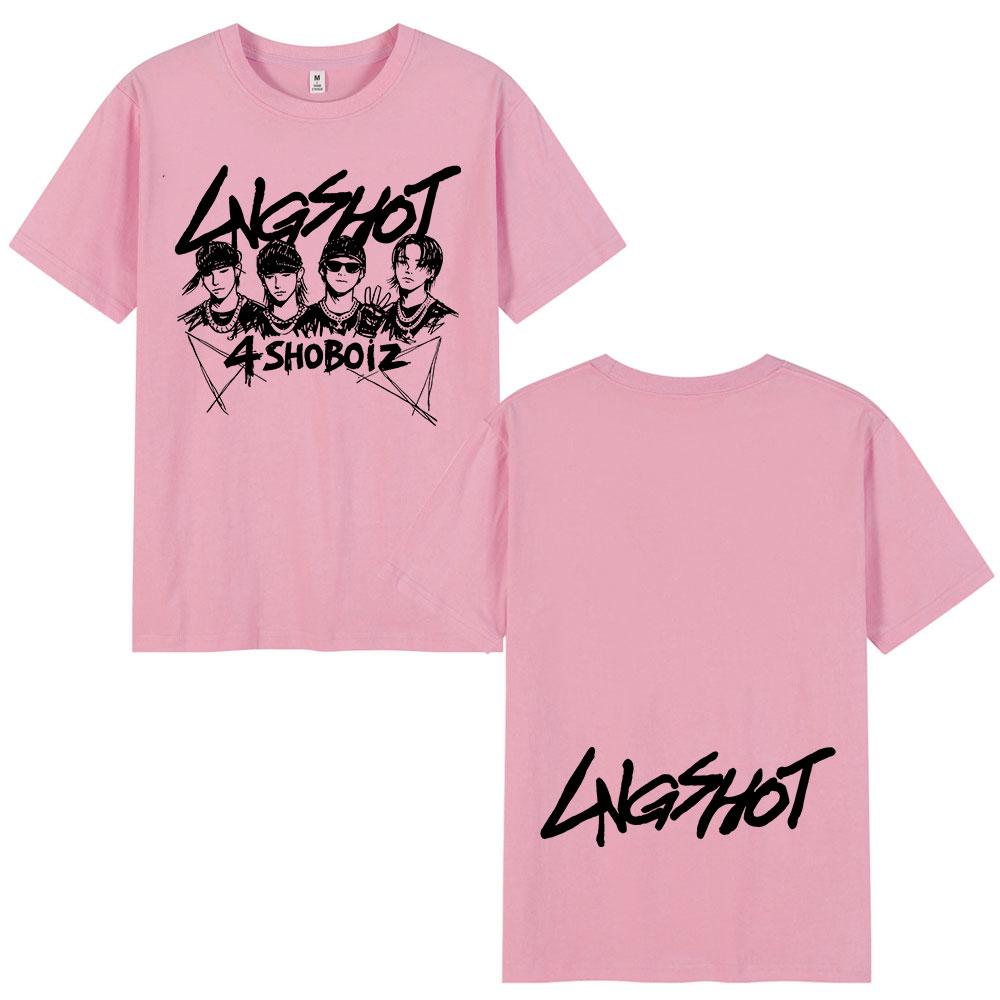 Korean Kpop Hip Hop Group Lngshot T-shirt Men's Women Clothing Fashion Harajuku Short Sleeve Cotton Tees Streetwear Fan Gifts