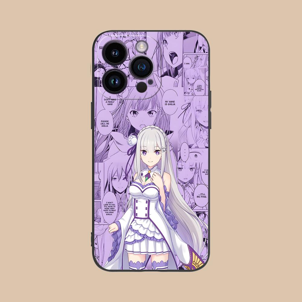 ReZero Emilia Waifu Mobile Phone Case for iPhone 17 16 15 14 13 12 11 X XR XS 8 7 Air Pro Max Plus Mini Colorful Cover Luxury