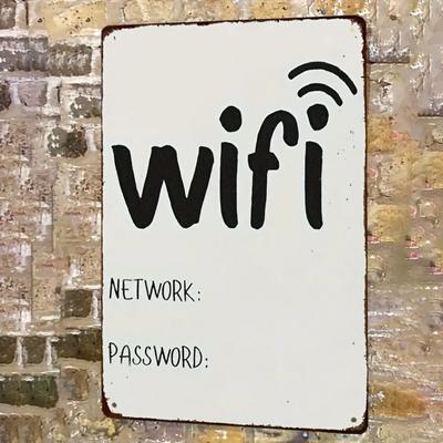 Panneau mural en métal rustique vintage - Décor Réseau WiFi et Mot de passe, Art en Fer pour la Maison, le Bureau, le Café et le Garage, Convient pour l'Intérieur/