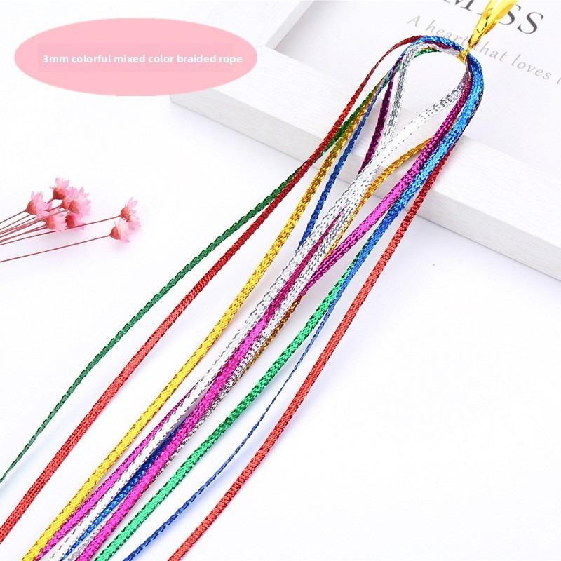 Rainbow Braiding Hair Ropes: Colorful Dreadlock Strings & Gold Ribbons, Hair Accessories for Women & Kids Styling.
