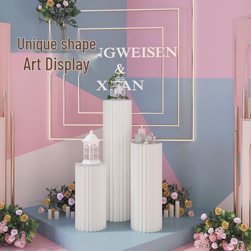 Multi-Layer Folding Exhibition Stand & Wedding Aisle Display Rack with Creative Cylinder Design