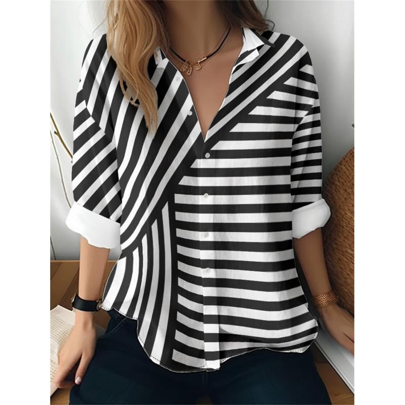 Womens Loose Fit Long Sleeve Cotton Linen Shirt With 3D Floral Print Casual Blouse 2025