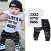 Toddler Baby Boys Hip Hop Tops T-shirt Camo Pants Outfits Set Clothes 0-3Yrs