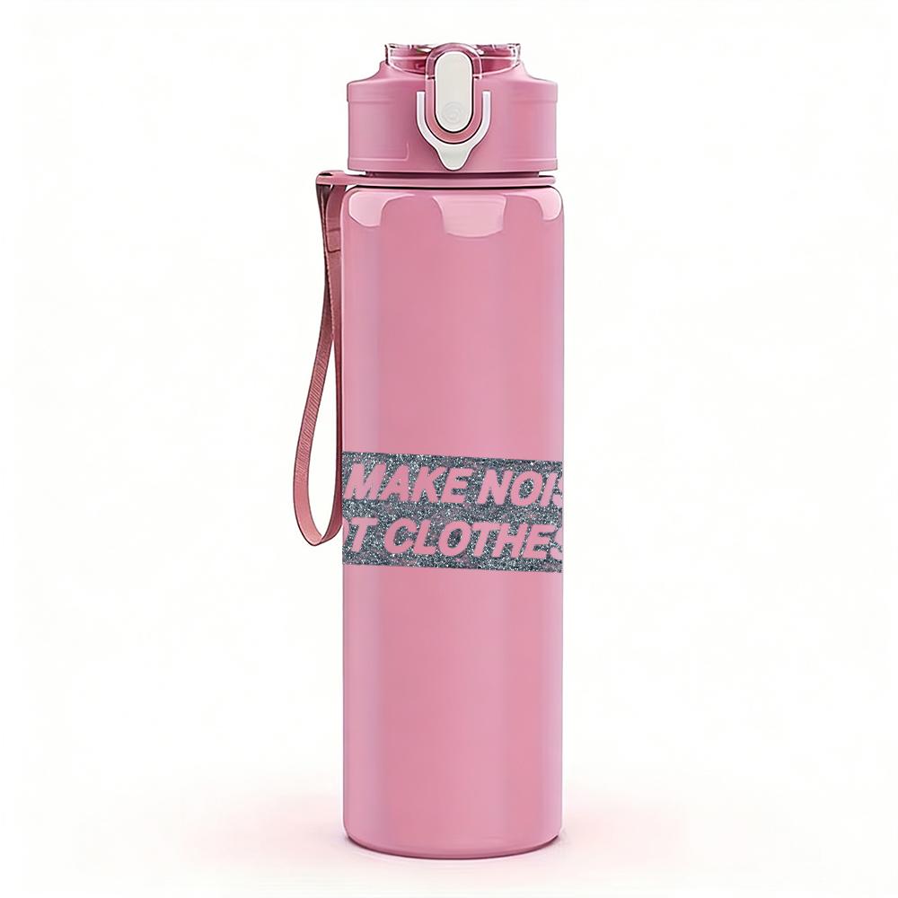 1PC We make more faint text print 750ml colorful plastic sports water bottle leakproof pop up lid with straw for outdoor work home use