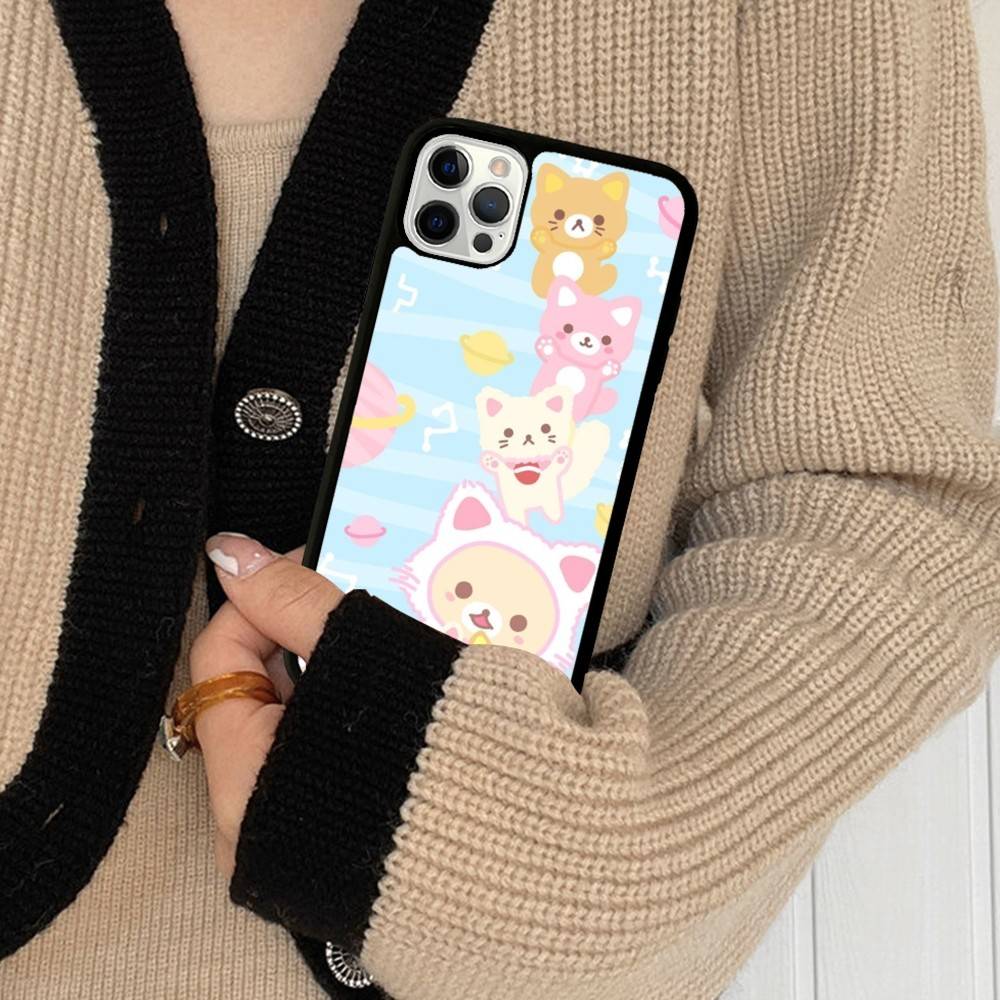 Anime Cute Cartoon Rilakkuma Movie For IPhone 17 16 15 14 13 12 11 Mini Pro Max Plus PC+TPU Back Phone Cover