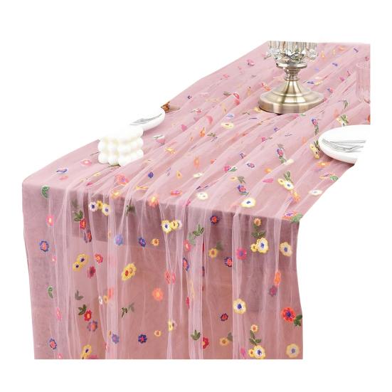 

Вышитая Цветочная Скатерть-дорожка Весенняя Летняя Цветочная Скатерть-дорожка 6 футов Тюлевая Скатерть-дорожка для Дома Вечеринки Праздника Свадебного Украшения 30x180cm розовый