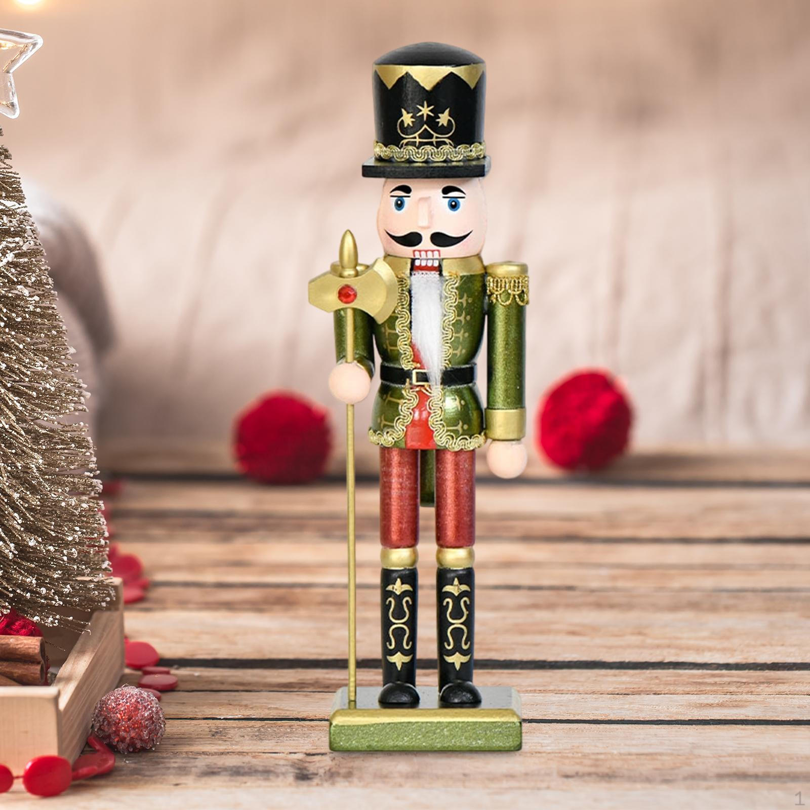 

Christmas Nutcracker Desktop Ornament Wooden Figurine 25cm for Fireplace Style C