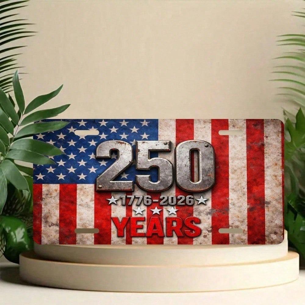 1776-2026 US 250th Anniversary Patriotic License Plate 5.9x11.8in Aluminum Car Tag