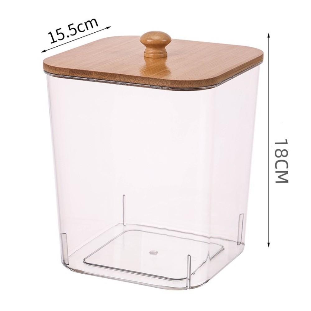 Transparente Waschpulver-Aufbewahrungsbox mit Bambusdeckel Multifunktionaler Wattestäbchenhalter Acryl-Waschküchen-Organizer Gläser