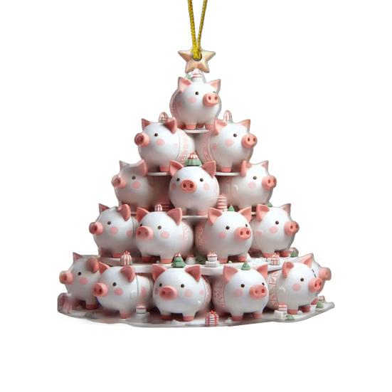 

Рождественские украшения в форме елки в виде животных, сложенные в стопку рождественские елки, подвесные украшения на Рождество, День святого Валентина, дни рождения, елка, декор для автомобиля Little Pig