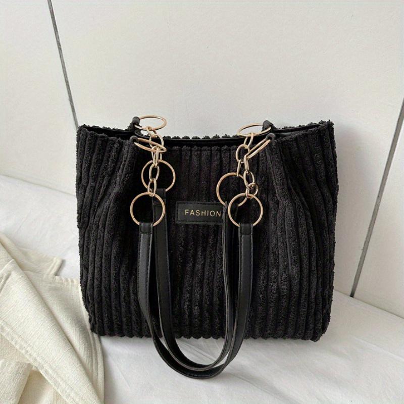 

Женская вельветовая сумка-тоут большой вместимости, повседневного стиля, простая, элегантная, для работы, на плечо, с застежкой-молнией