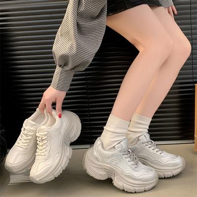 Casual Sports Shoes Women's Paris Dad Thick-soled Small Man Heightening European Muffin White German Training Dad Shoes Women's
