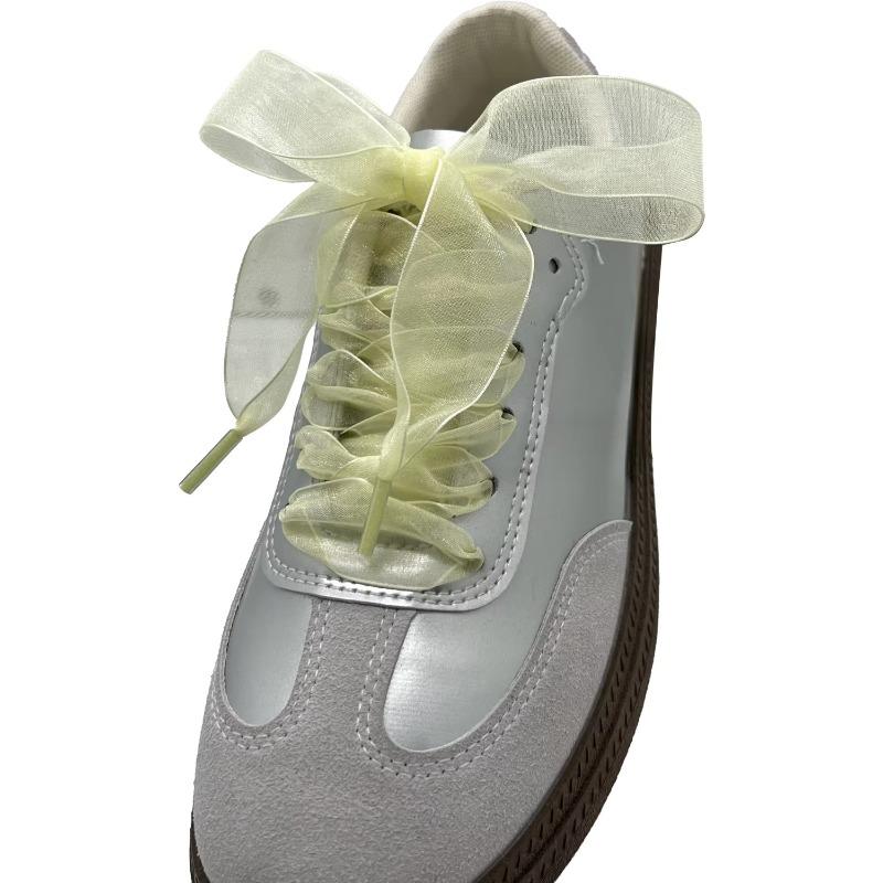 1Pair Women's  Soft Casual Flat Shoestrings for Sneaker 2.5CM Wide Shoe Accessories Shoe Laces Silk Satin Ribbon Shoelaces
