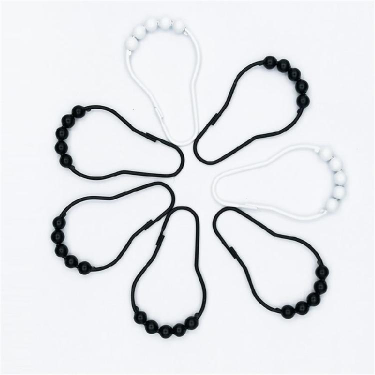 5 Bead Roller Shower Curtain Hooks Smooth Sliding Stainless Steel Construction Shower Rod Hook Bath Accessory