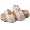 Soft Cute Suede One-word Fluffy Shoes for Women To Wear Autumn and Winter New Fashion Casual Thick-soled Cotton Slippers