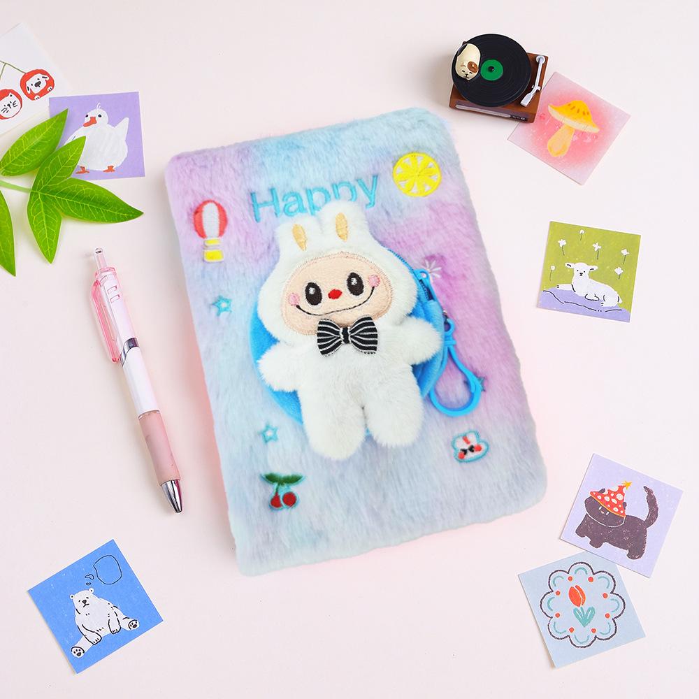 Cartoon Teddy Plush Notebook & Coin Purse Set