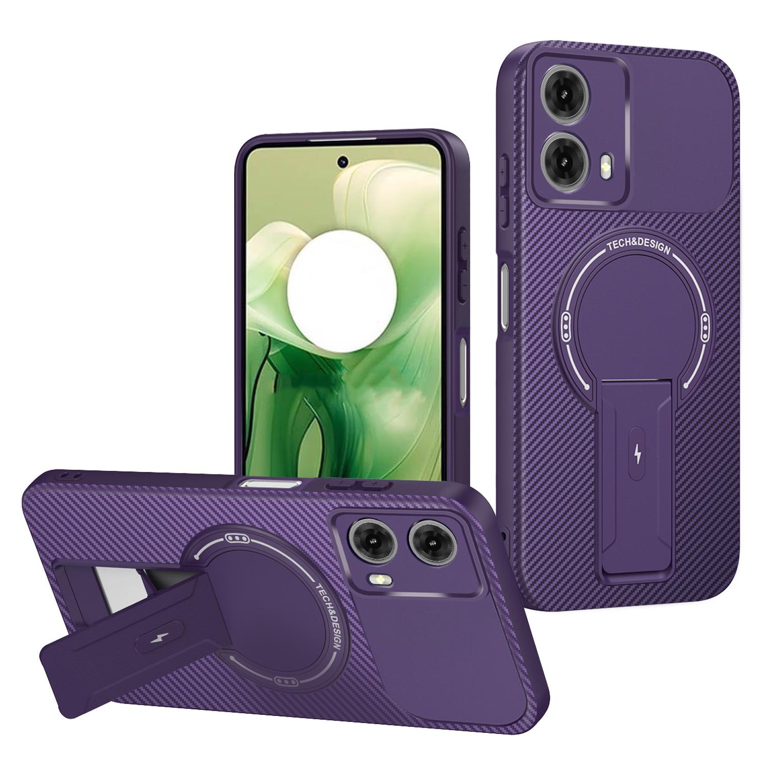 

For Motorola Moto G24 4G Case Carbon Fiber Texture PC + TPU Phone Cover with Kickstand