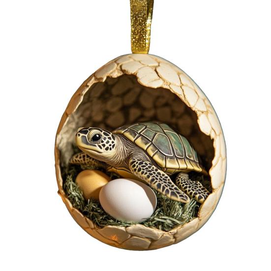 Vánoční ozdoba Akrylové zvířátko Vejce Strom Přívěsek 2D Kuře Kachna Želva Skořápka Farma Dekorace Sváteční dárek pro Rodinu Přátele