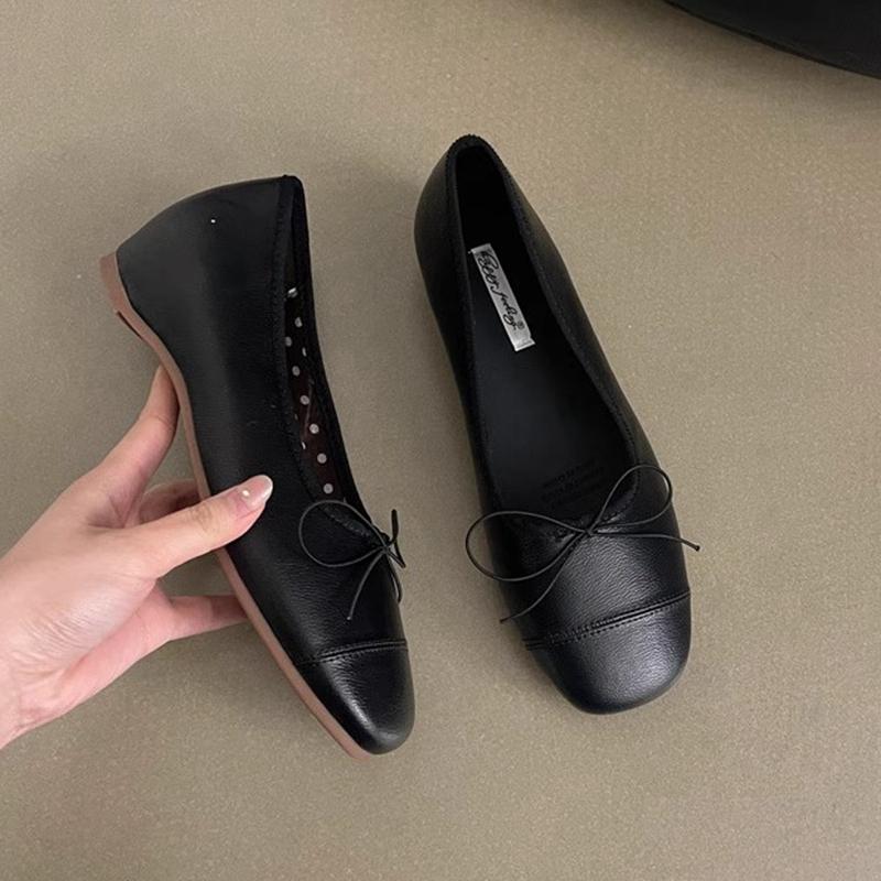 Fashion SUOJIALUN Spring New Brand Women Flat Shoes Fashion Round Toe Shallow Slip oN Ballerinas Shoes Soft Low Wedge Heel Boat Shoes