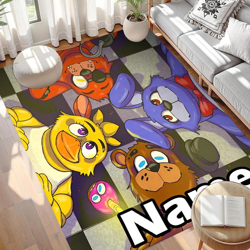 Custom Name Personalized Five Nights at Freddy's Print Carpet, Versatile Home Decor Rug, for Playroom, Apartment, Balcony, Entryway, Hallway Gift