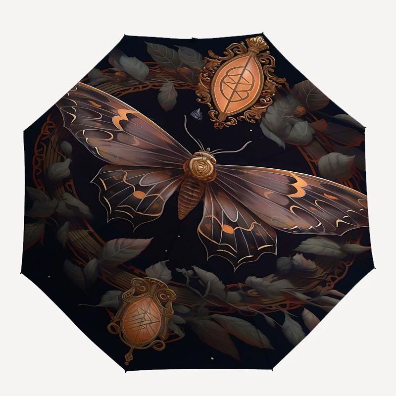 1pc Butterfly ArtworkOpen/Close Umbrella-Windproof, Compact Travel Umbrella, Sturdy 8-Rib Shaft, Outdoor Accessory, 1090