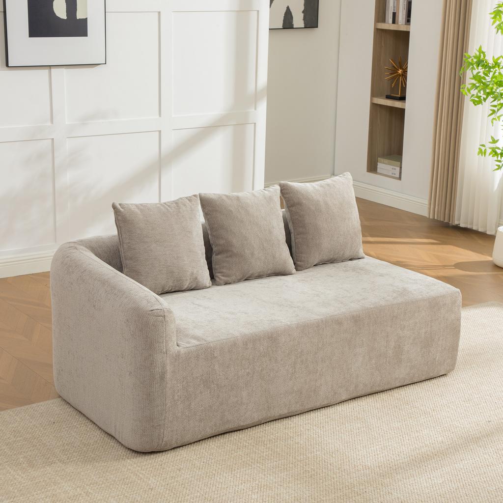 Modular Compression Sofa Made of Chenille Fabric, Filled with 30D High-elastic Foam. Easy To Move and with Non-slip Floor, Ideal for Living room.Gray