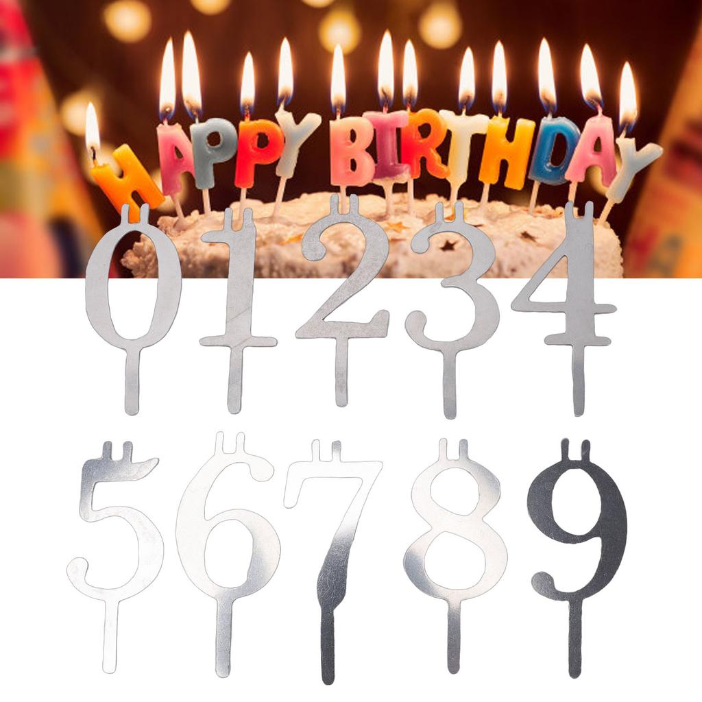 20PCS Number Candle Holder Set Reusable Metal Numeral Birthday Cake Candle Holders Cake Topper Decoration for Party Celebration