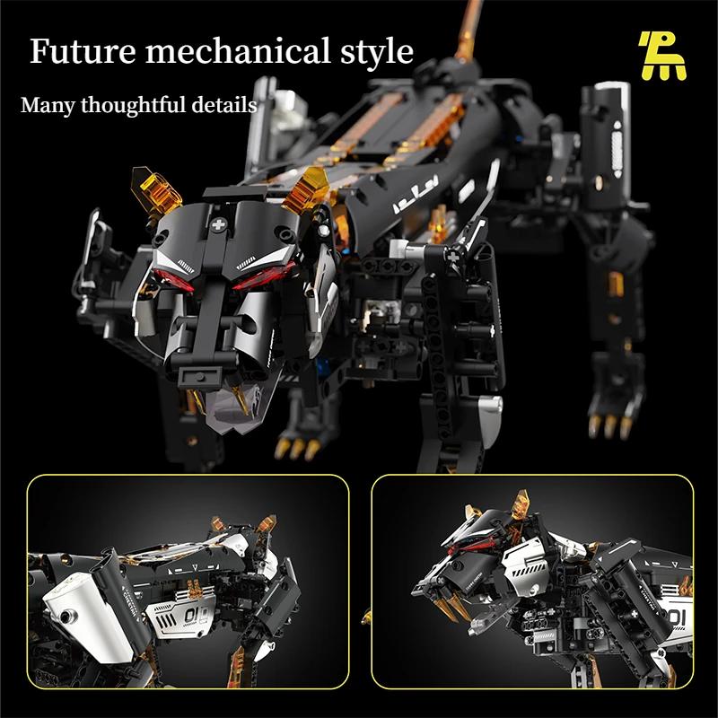 MOC STEM Dark Night Mechanical Leopard Model Building Blocks with Motor Set Experiment Educational Bricks Toys for Kids Gifts
