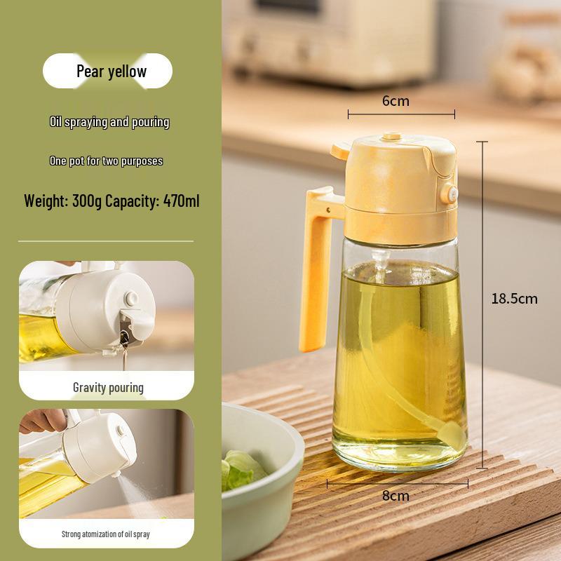 High-End Glass Oil Sprayer: Two-in-One Kitchen & Household Edible Oil Bottle 470ml жёлтый/грушевый