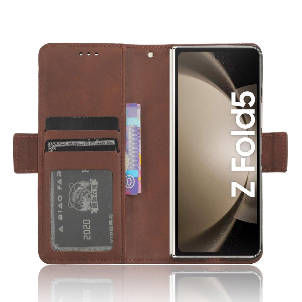 For Samsung Galaxy Z Fold5 5G Multiple Card Slot Phone Case PU Leather+PC Wallet Stand Cover with Pen Holder