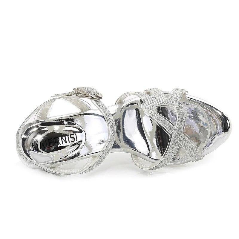 Women Crystal Heel sandals 12cm Ladies Stiletto Shoes Crystal Stained Glass Strip Color Diamond Sexy Fashion Sandals 12cm Heel WZ