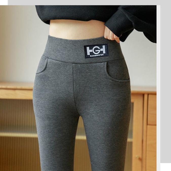 Lamb Fleece with Thickened Outer Layer, Extra Thick Oversized Slim Fit, Winter Base, Warm Cotton Pants for Women