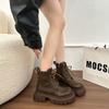 Thick-soled slim Maillard style short boots 2025 autumn new British style round head retro small Martin boots women