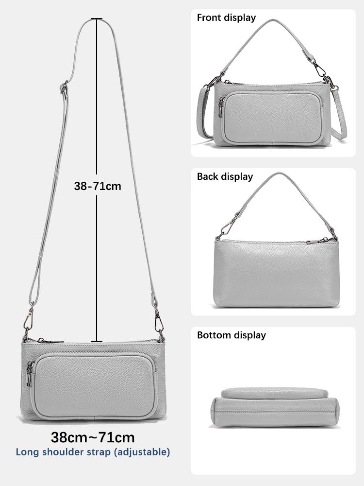 Zency Women's Minimalistic Shoulder Bag Crossbody Multi-pockets Leather Handbag