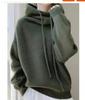 Women's European Wool Hooded Sweater: Thick, Loose-Fit, Long Sleeve, Slimming Base Layer.