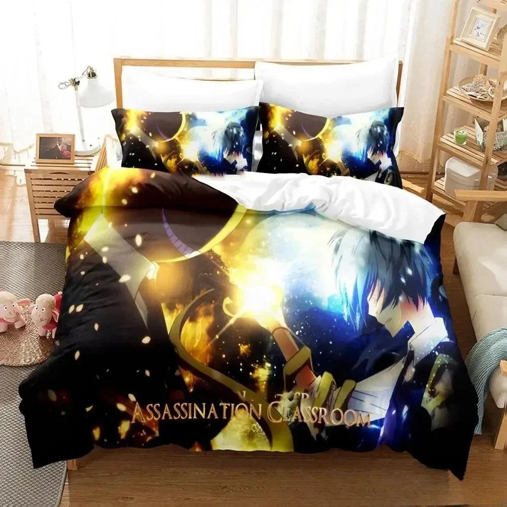 3D Assassination Classroom Koro-sensei Bedding Set Printed With Pillowcase Bed Duvet Cover Soft Single Double Queen King Size