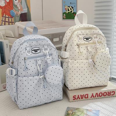 Gepunkteter Schülerrucksack Damen Leichter Rucksack