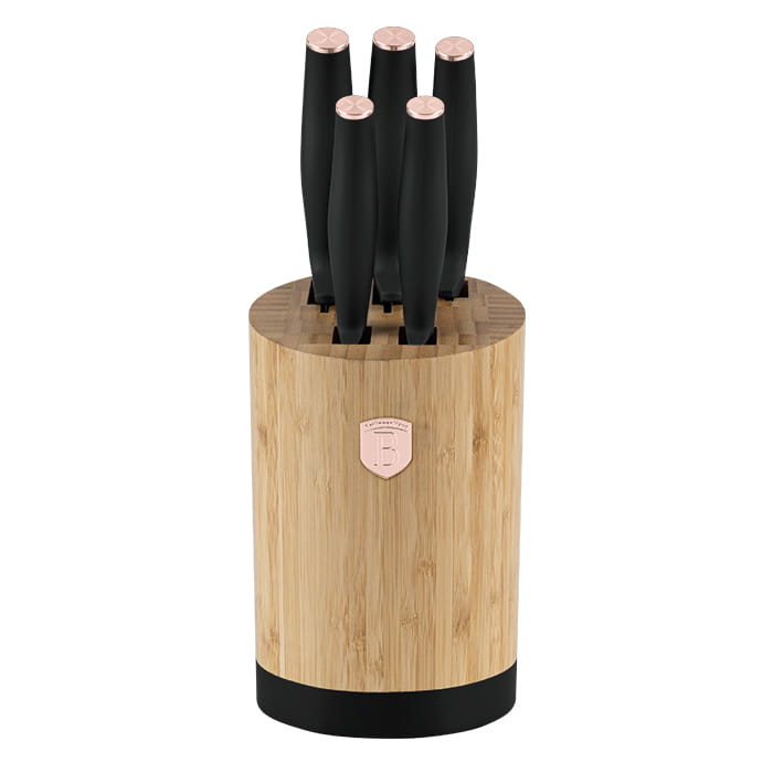 Zestaw noży w bloku bambusowym 6-ele BERLINGER HAUS Black Rose BH-2752