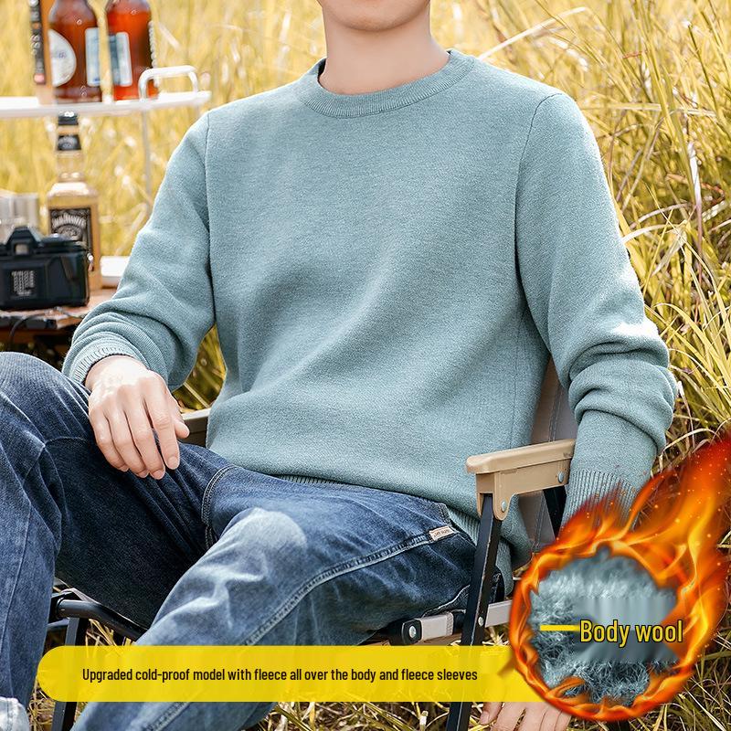 

Men s Super Warm Infrared Heated Velvet Sweater - One-Piece Knit Base Layer for Winter L (53-60 kg) озеро синього кольору