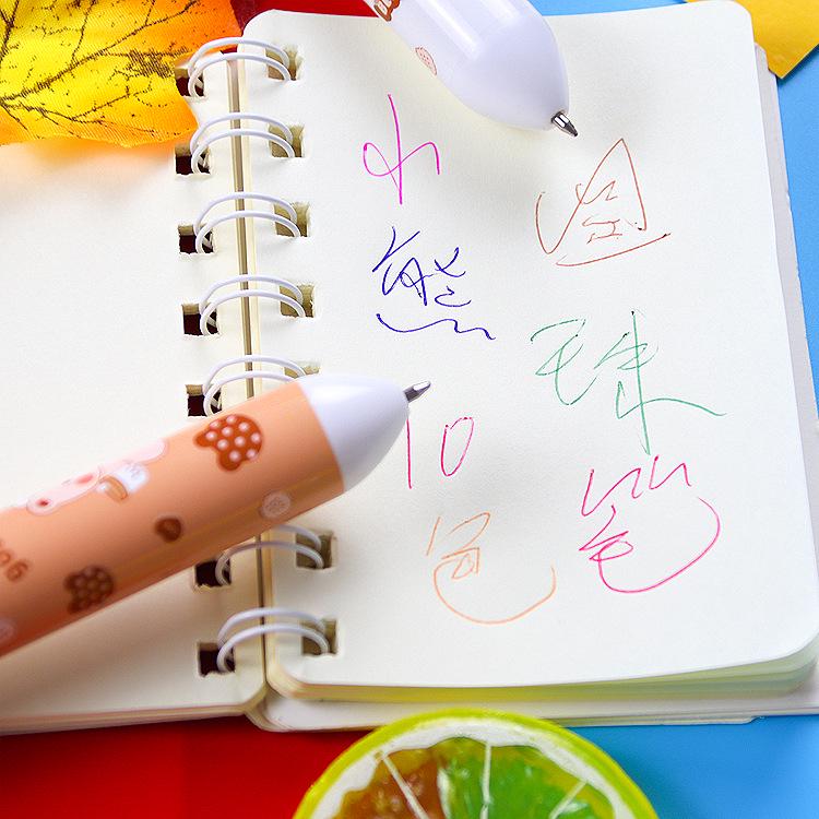 Creative Bear 10-Color Ballpoint Pen: Cute Student Stationery for Fresh, Colorful Journaling