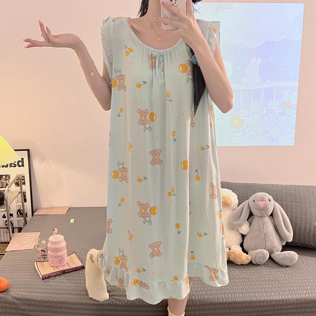 Women's Cotton Silk Camisole Pajama Dress - Summer, Loose Fit, Cute Japanese Style, Sexy and Thin, Perfect for Students